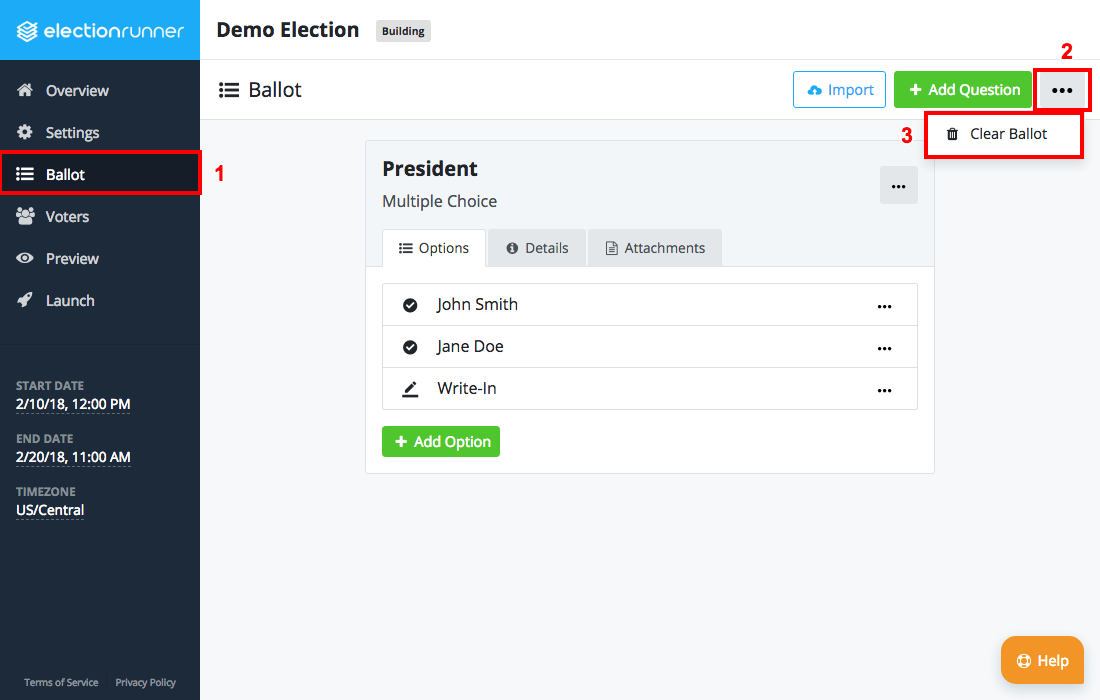 Clear Election's Ballot